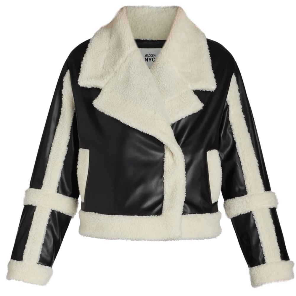 70 Madden NYC Women's  Plus Faux Shearling Moto Jacket NEW size 4X - Picture 4 of 11